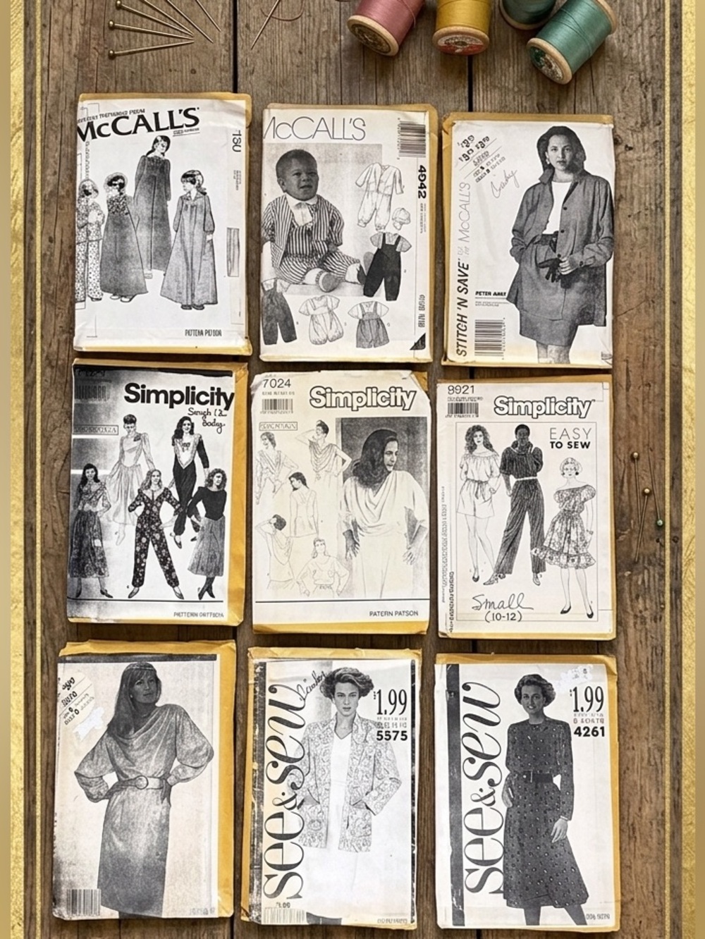9 Vintage Sewing Patterns 80s 90s Simplicity McCalls Dresses Jumpsuits Baby USA